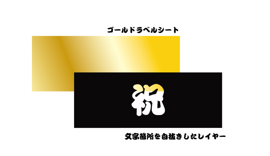 ゴールドラベルシールを一部白抜きして印刷・入稿する方法